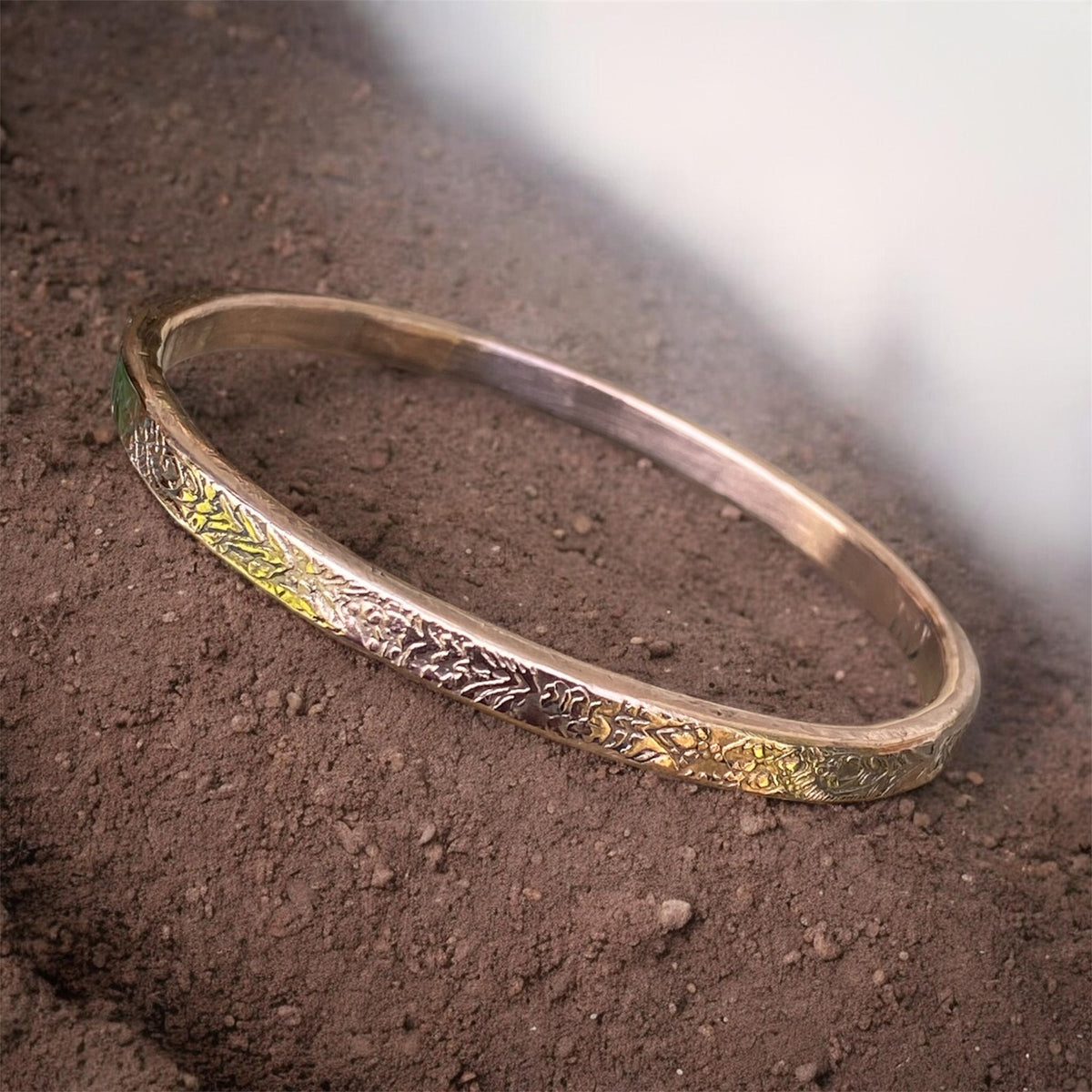 Handmade Textured Copper Bangle 5 mm Wide