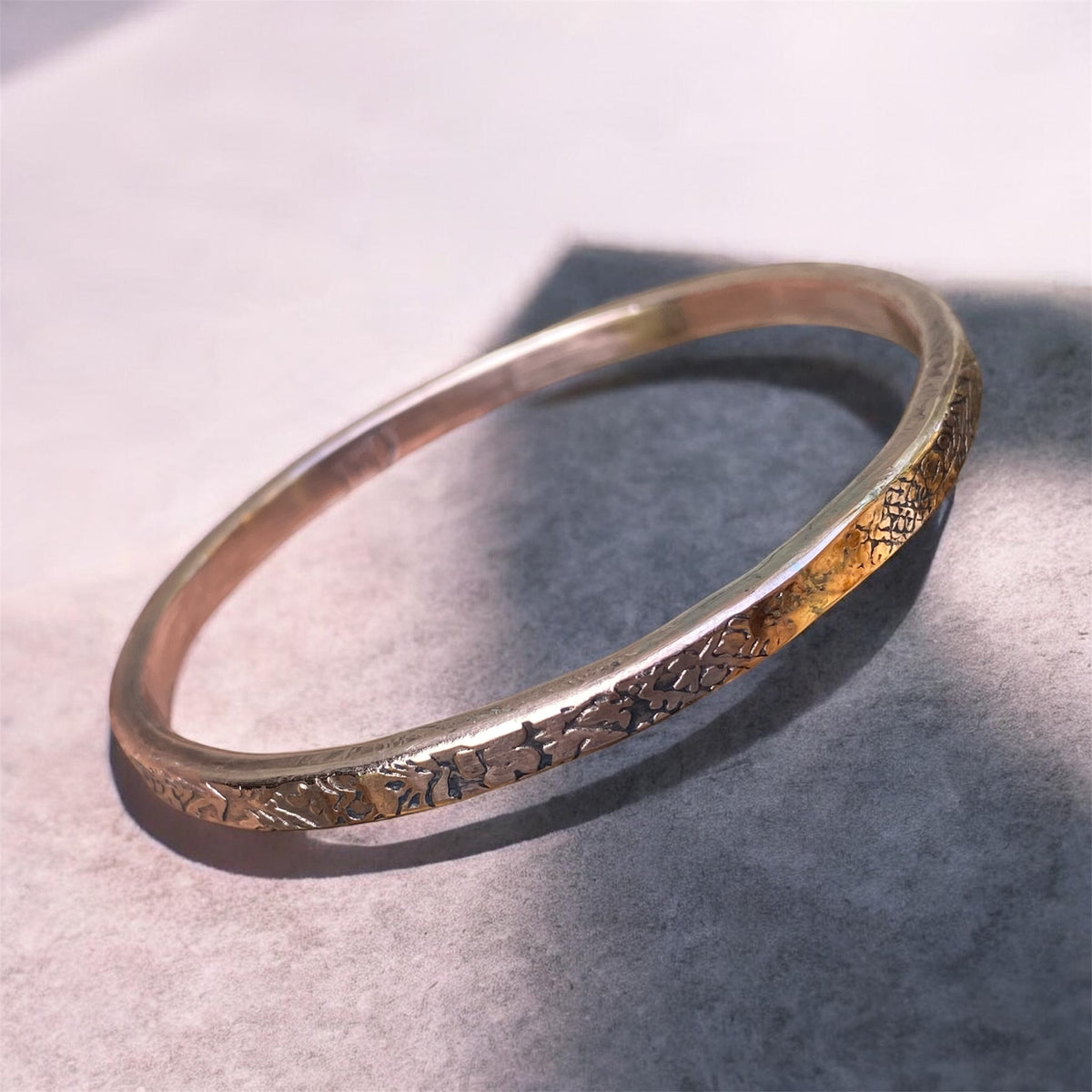 Handmade Textured Copper Bangle 5 mm Wide