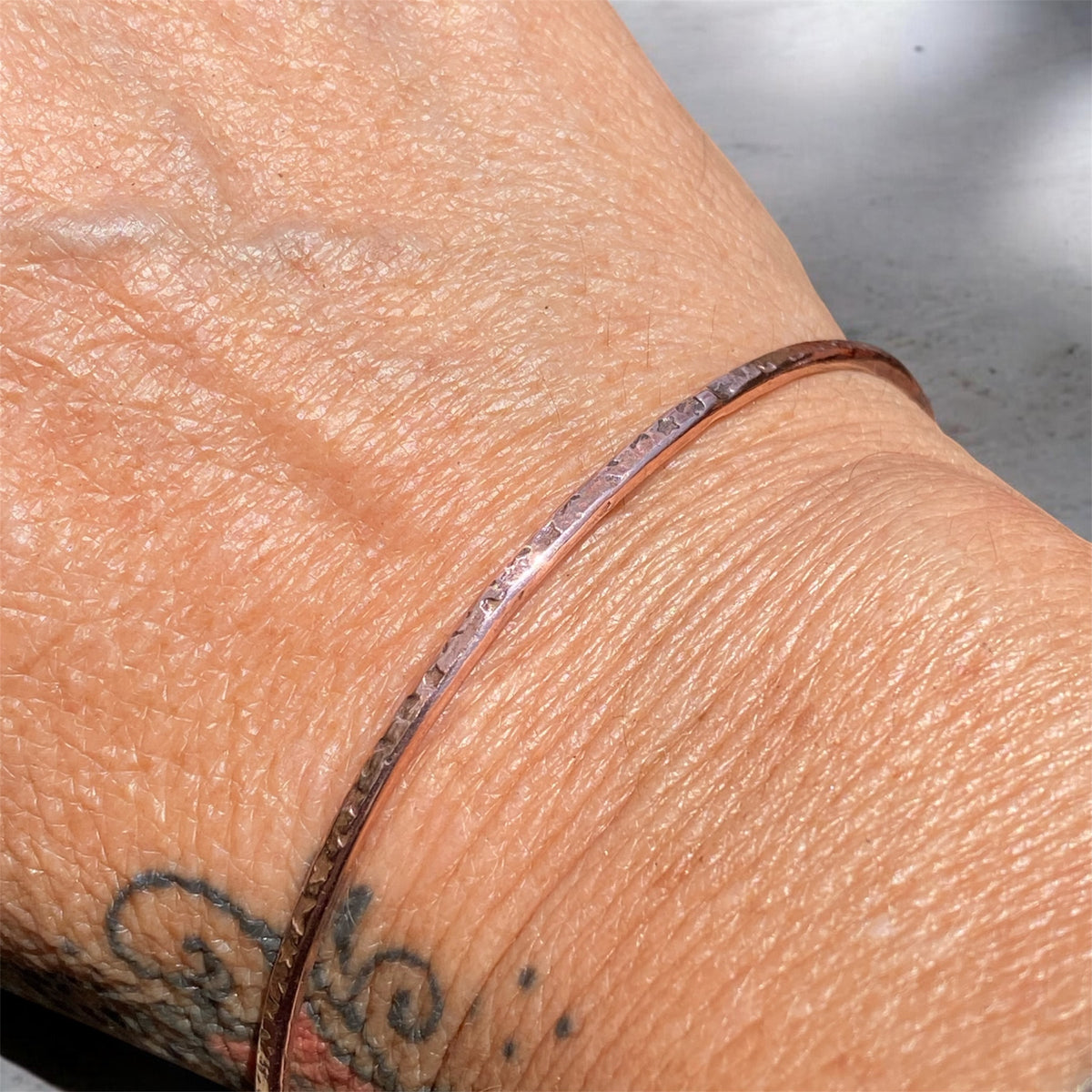 Handmade Star Textured Copper Stacking Bangles