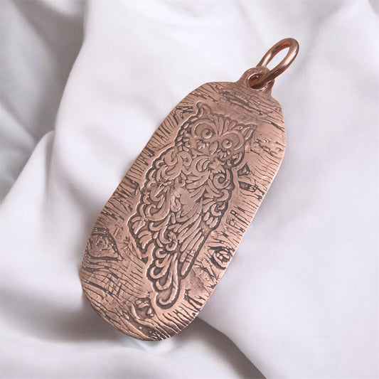 Handcrafted Copper Owl Pendant