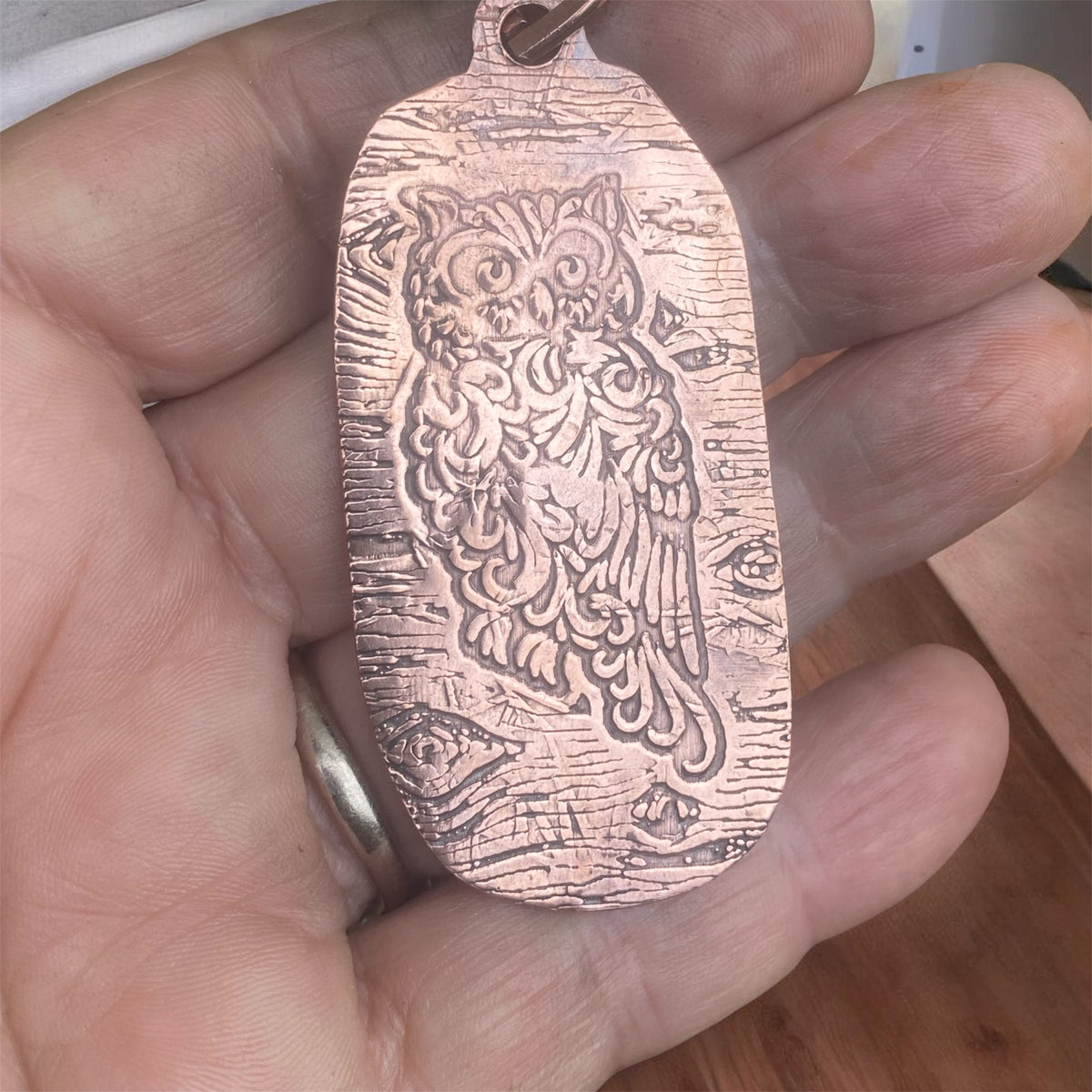 Handcrafted Copper Owl Pendant