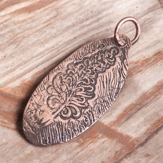 Handcrafted Copper Feather Pendant