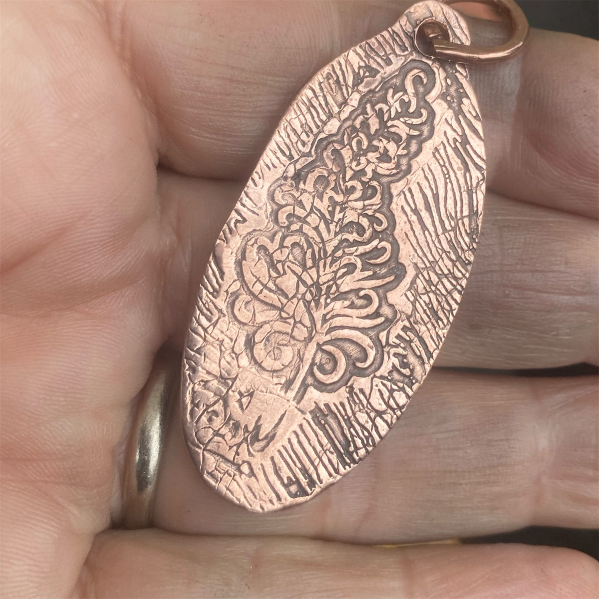 Handcrafted Copper Feather Pendant