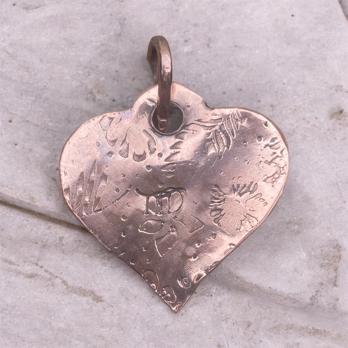Handcrafted Copper Hummingbird Heart Pendant