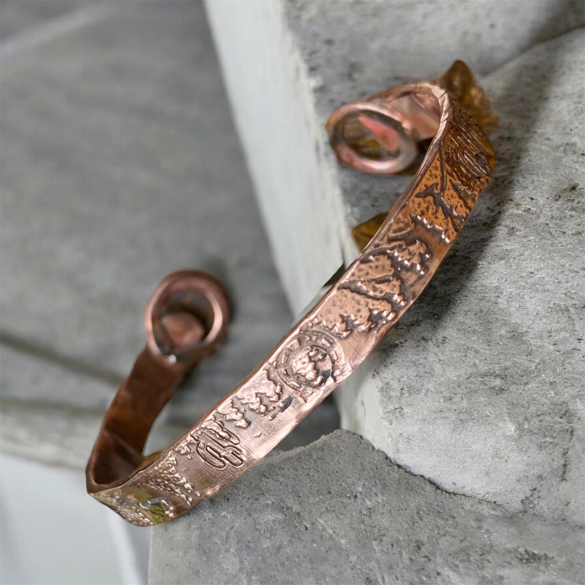 Handcrafted Western Stamped Copper Cuff