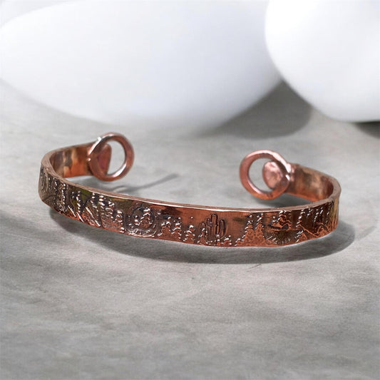 Handcrafted Western Stamped Copper Cuff