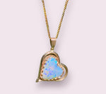 Lightning Ridge Crystal Opal Heart Gold Pendant