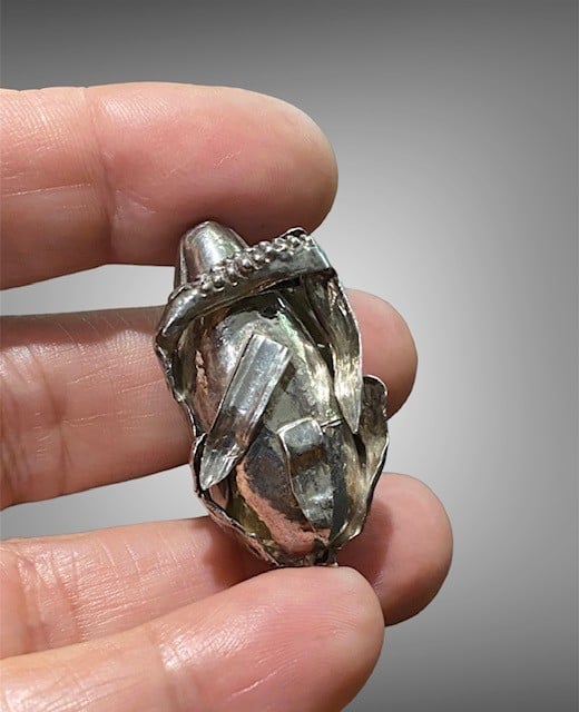 Rare Antique 800 Silver Figural Rabbit Holding Corn Hat/Lapel Clip German c1890