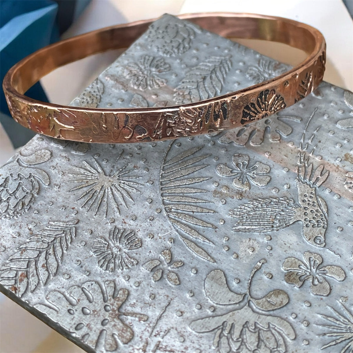 Botanical Copper Bangle Custom Commission sold