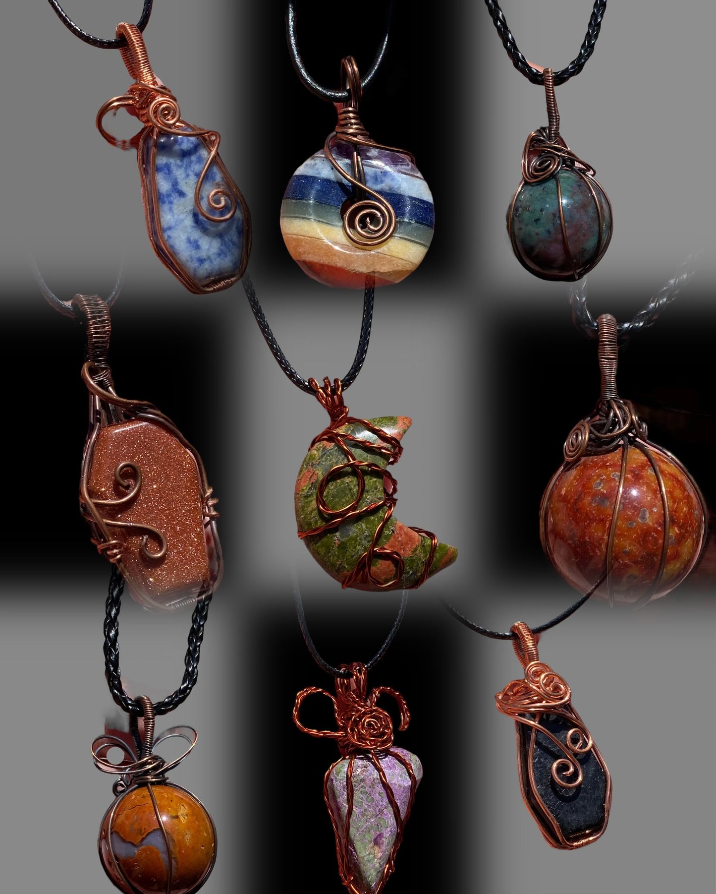 Wire Wrapped Cabochon Pendant Varieties