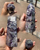 Natural Chevron Amethyst Gemstone Tower Obelisk