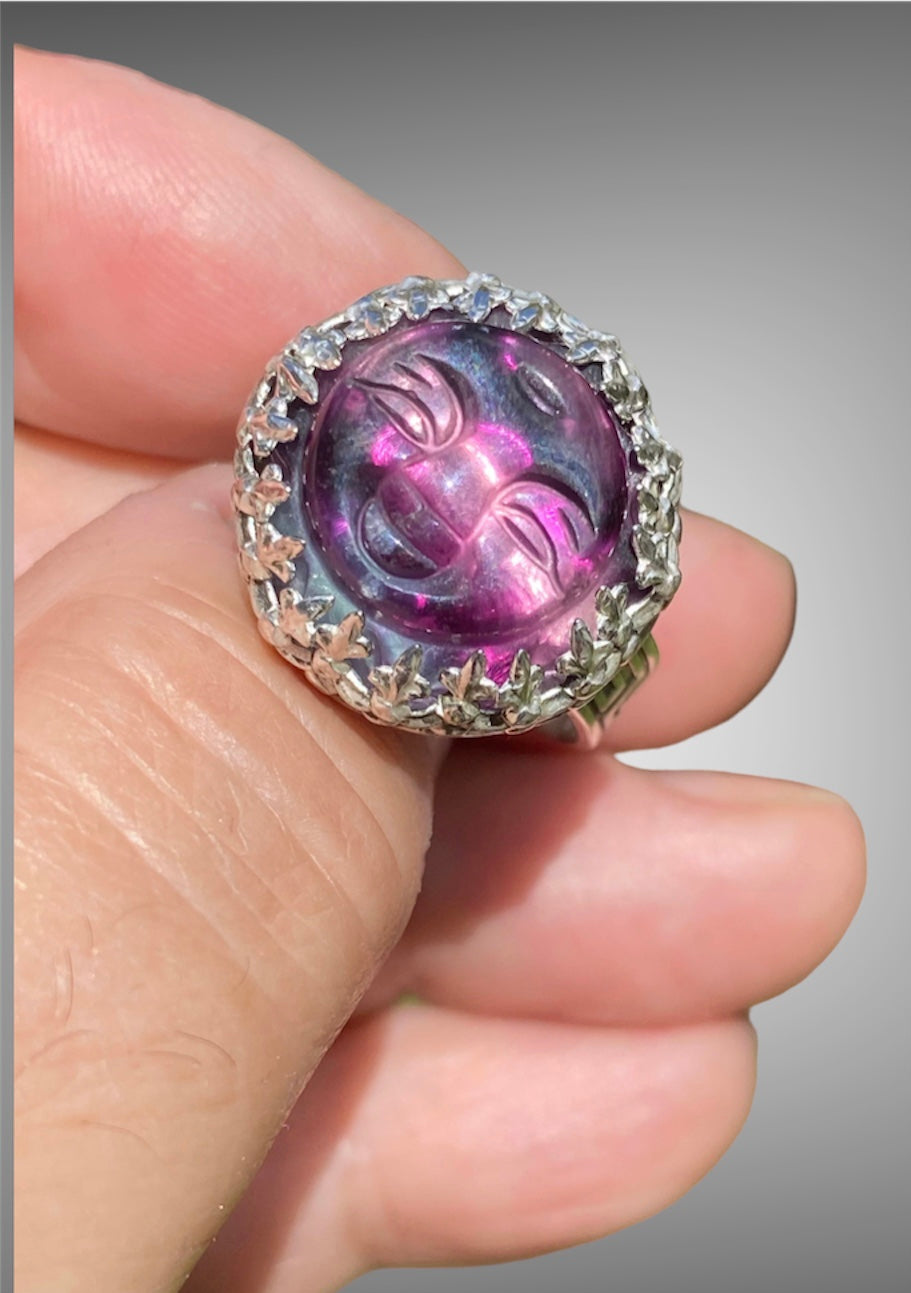Handmade Rainbow Fluorite EMF Protection Ring
