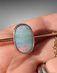 Antique 9ct Yellow Gold Australian Opal Brooch with Chain