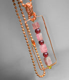 Pink tourmaline and 6mm Garnet Bead Copper Pendant