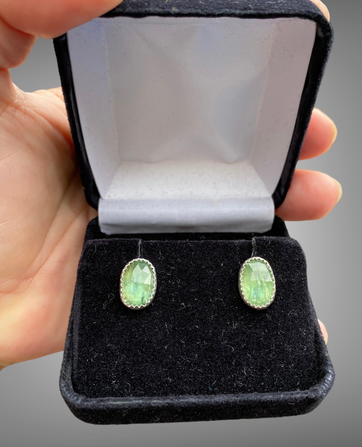 Mint Green Kyanite Stud Earrings sold