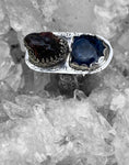 Blue Kyanite and Rough Garnet Ring