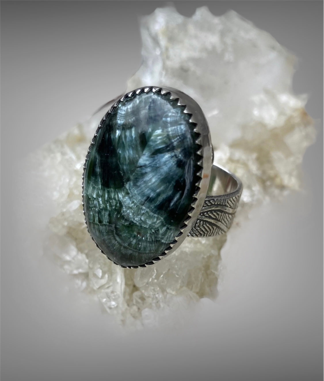 Handmade Seraphinite Crystal Gemstone Ring