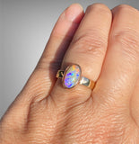 Handmade Lightning Ridge Crystal Opal Ring in 9ct Gold