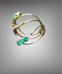 Vintage 3 Band Emerald and Diamond Harem Ring 14K Yellow Gold