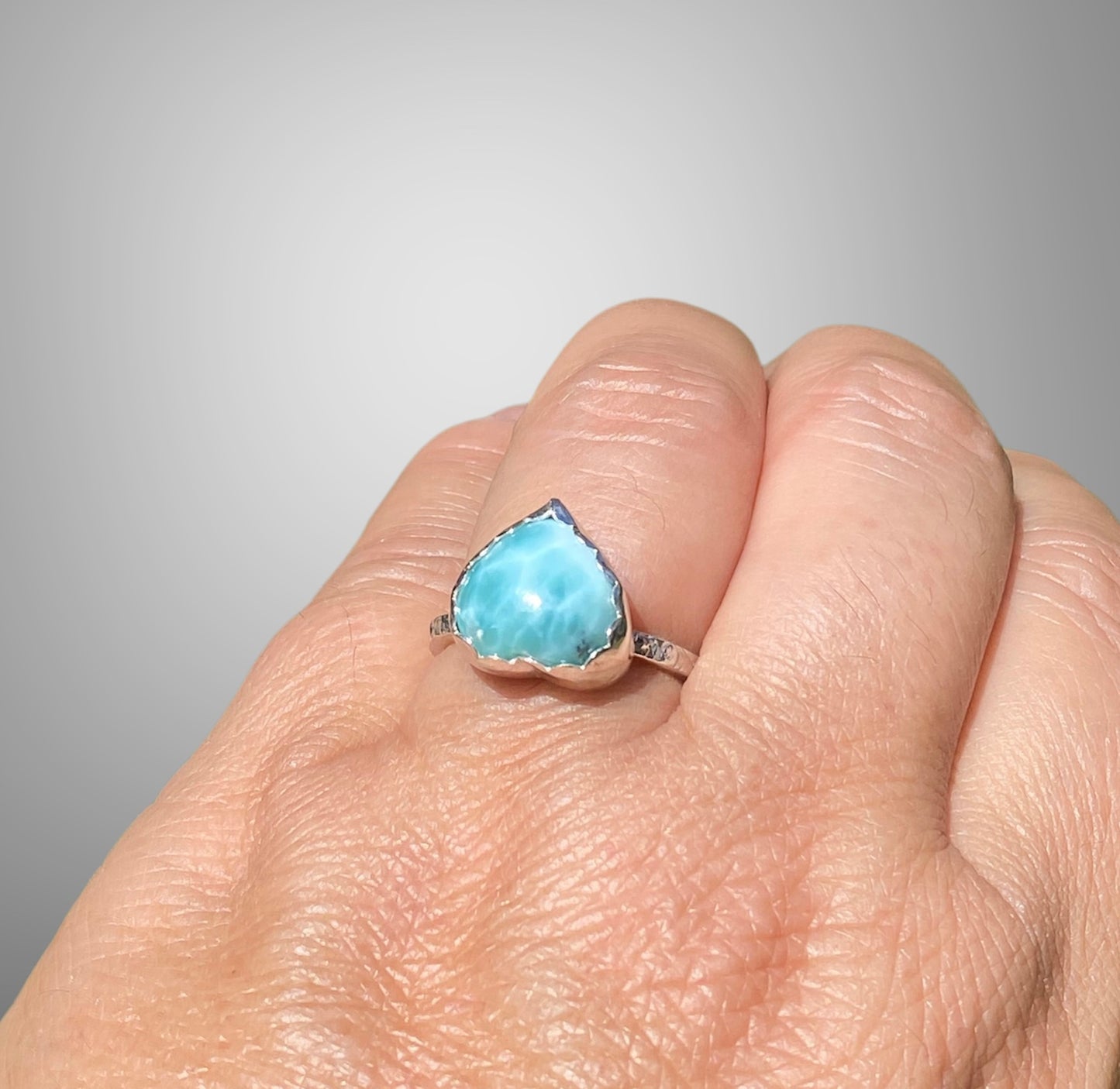 Handmade Larimar Heart Ring