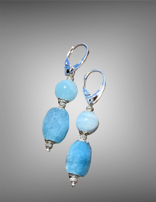 Handmade Aquamarine Bead Earrings