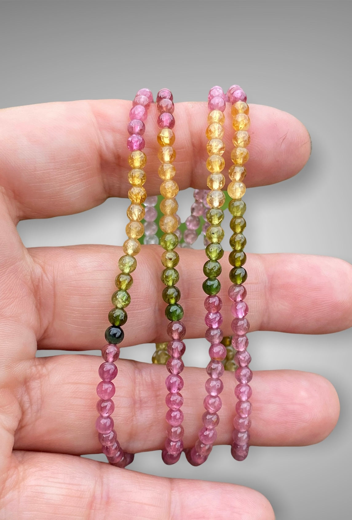 Multicoloured Natural Rainbow Tourmaline Bead necklace/bracelet