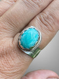 Hand forged Sterling Silver & Amazonite Ring