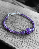 Faceted Amethyst Beads and Round Bead Bracelet