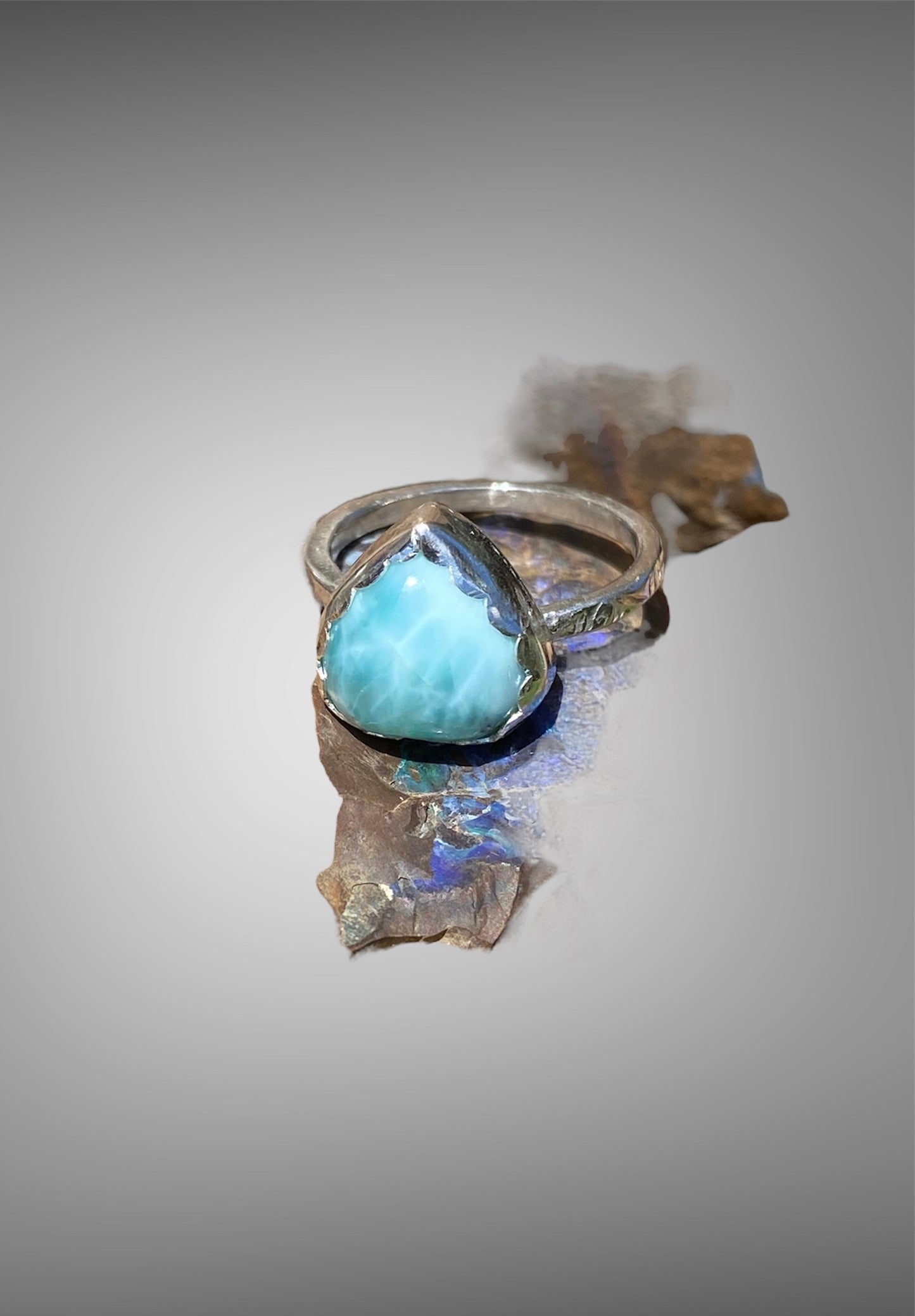 Handmade Larimar Heart Ring