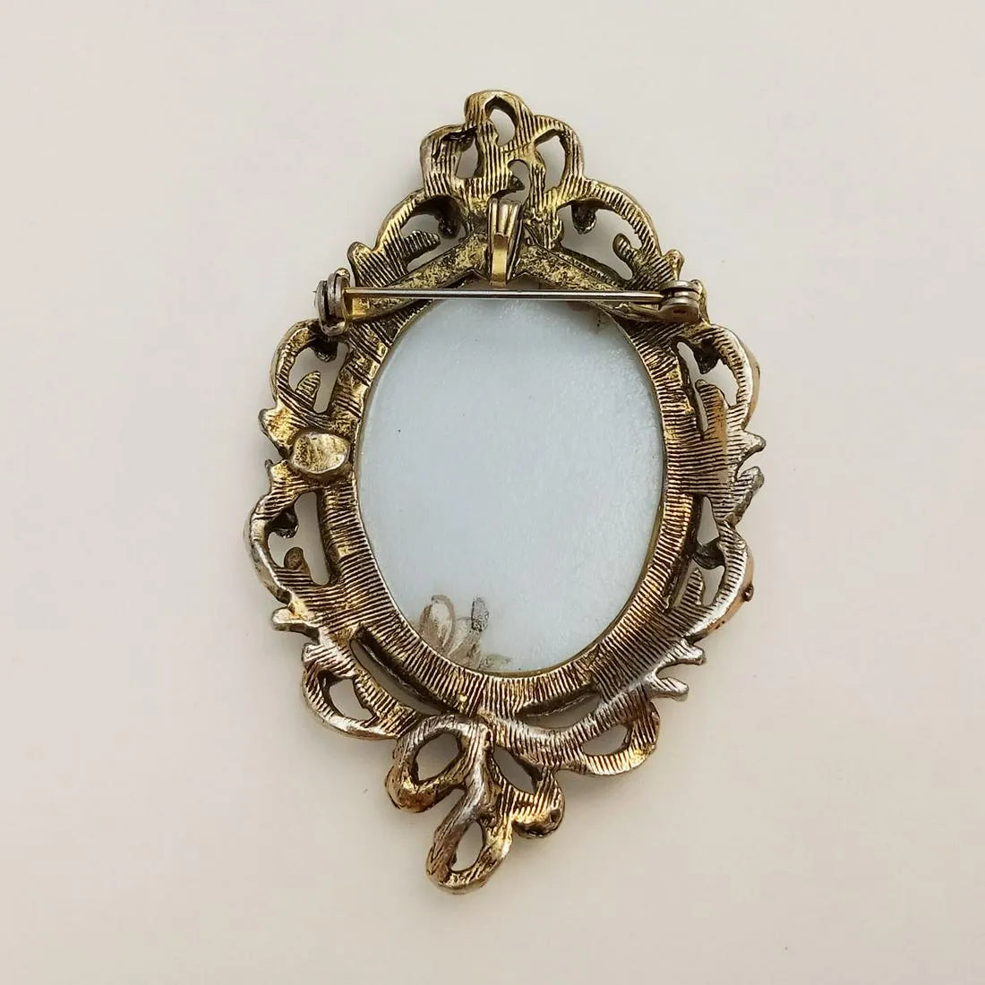 Vintage Painted Flowers Brooch Pendant