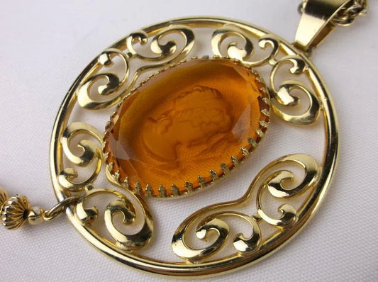 Vintage Whiting & Davis Cameo Necklace
