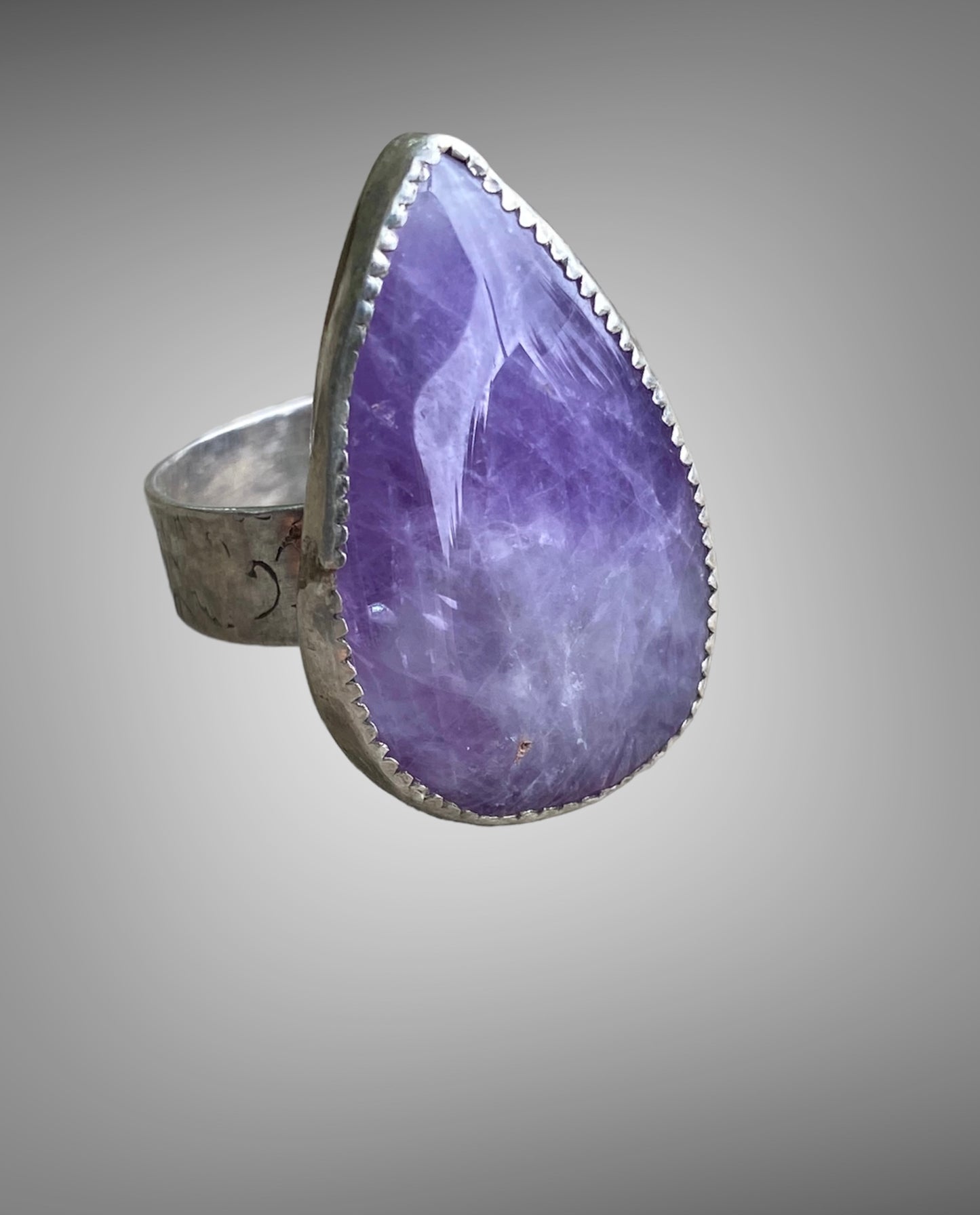 Handmade Pear Shaped Amethyst Ring