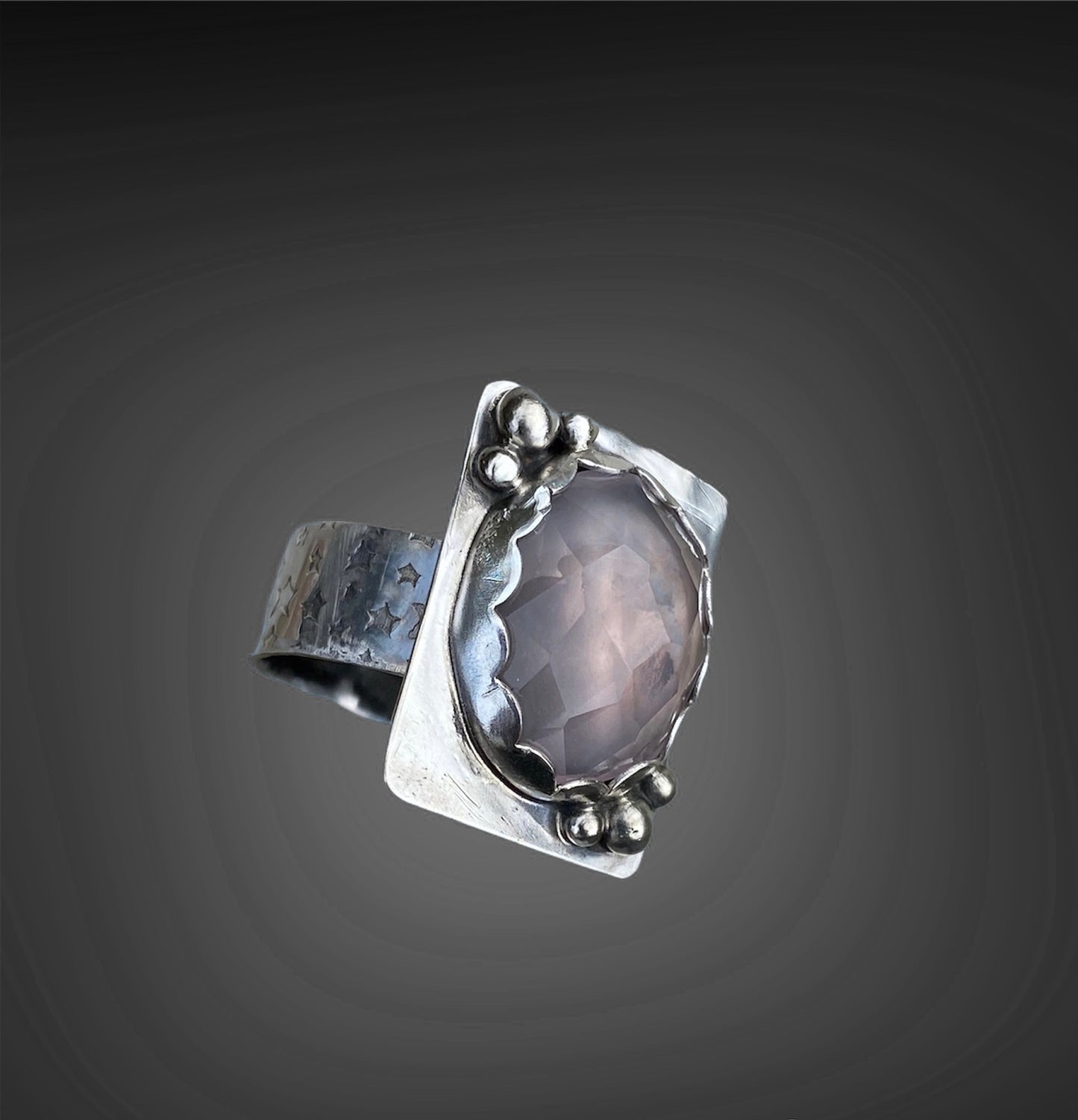 Handmade Sterling Silver Rose-cut Rose Quartz Ring