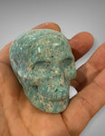 Natural Hand-Carved Amazonite Skull Figurine SOLD