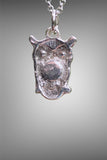 Sand Cast .999 Silver Owl with Sapphire Eyes Pendant