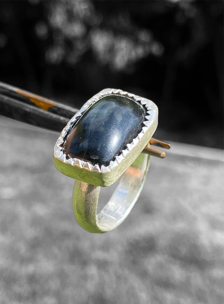 Rectangular Obsidian Ring Obsidian ring of the zodiac - Horoscopeaz.com