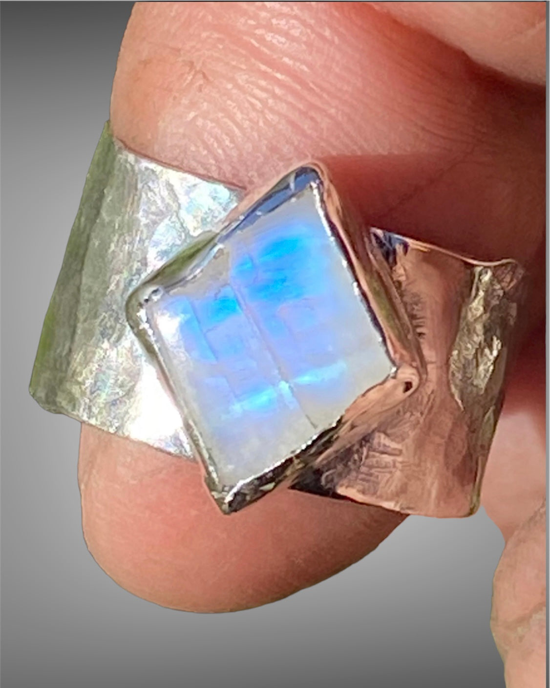 Handmade Rustic Boho Moonstone Ring