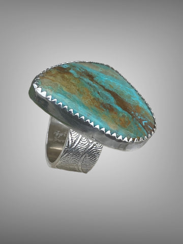 Artisan Kingman Turquoise Sterling Silver Statement Ring