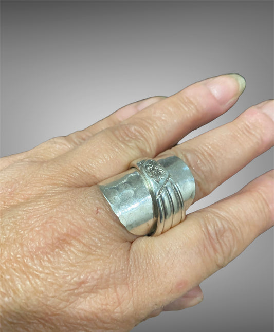 Vintage Silver Spoon Ring (Handmade, Adjustable) – Upcycled Grosvenor Marie Cutlery – Unique Gift Jewellery Australia