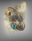Viking Artisan Bracelet Cuff with Blue Topaz & Raw Blue Apatite