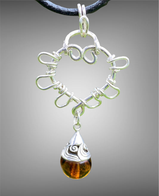 Heart and Amber Pendant
