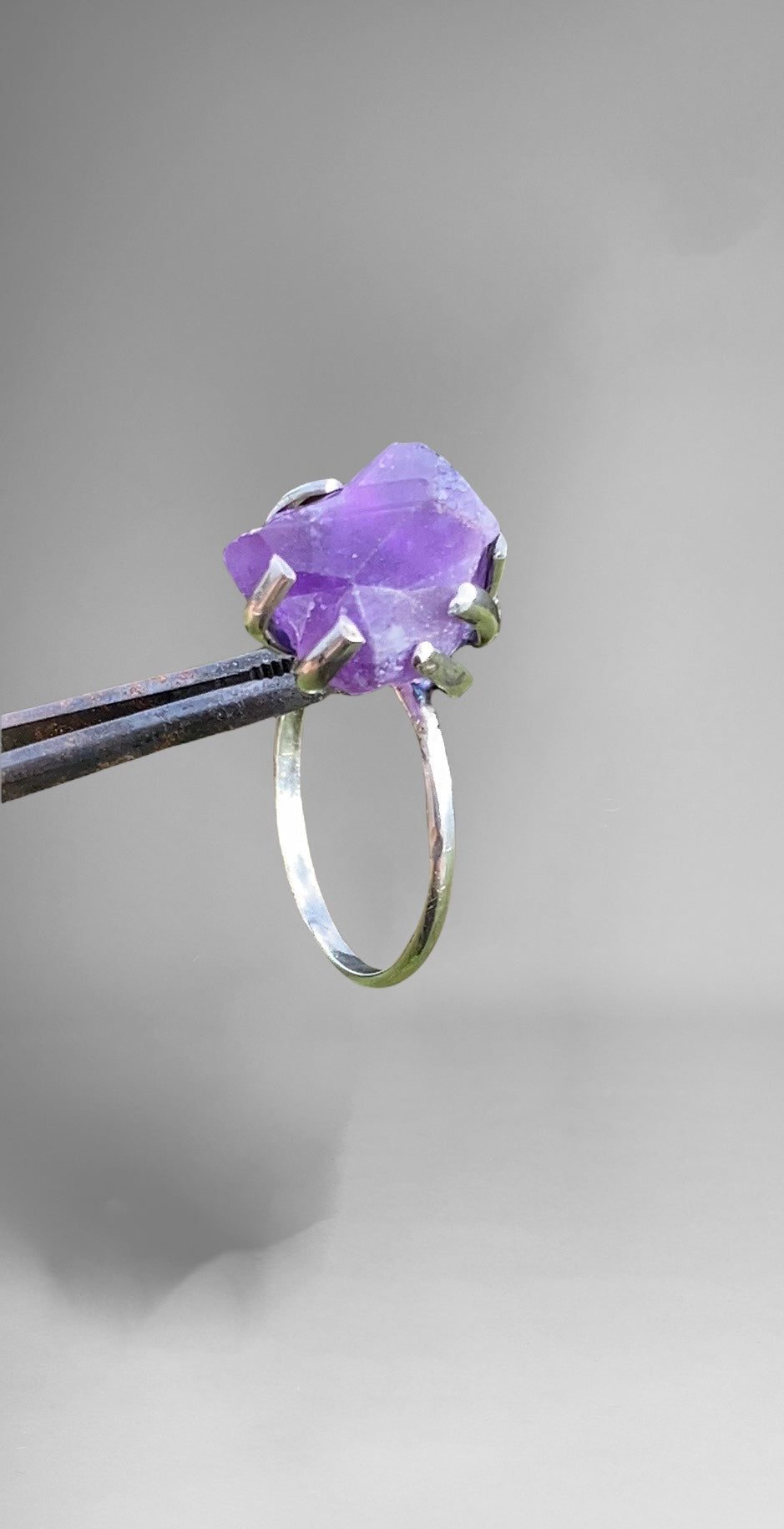 Handmade Freeform Natural Rough Amethyst Ring
