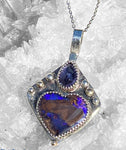 Winton Opal Heart and Iolite Pendant with 9k Gold Accents