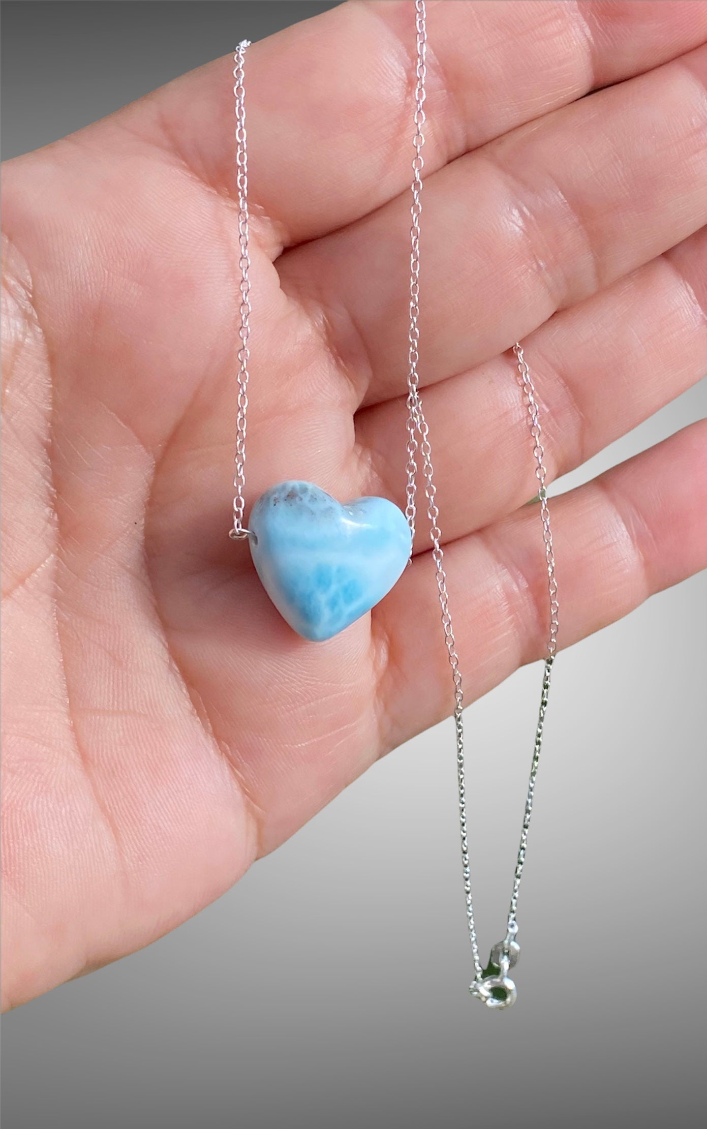 Ocean Blue Larimar Heart Pendant Varieties