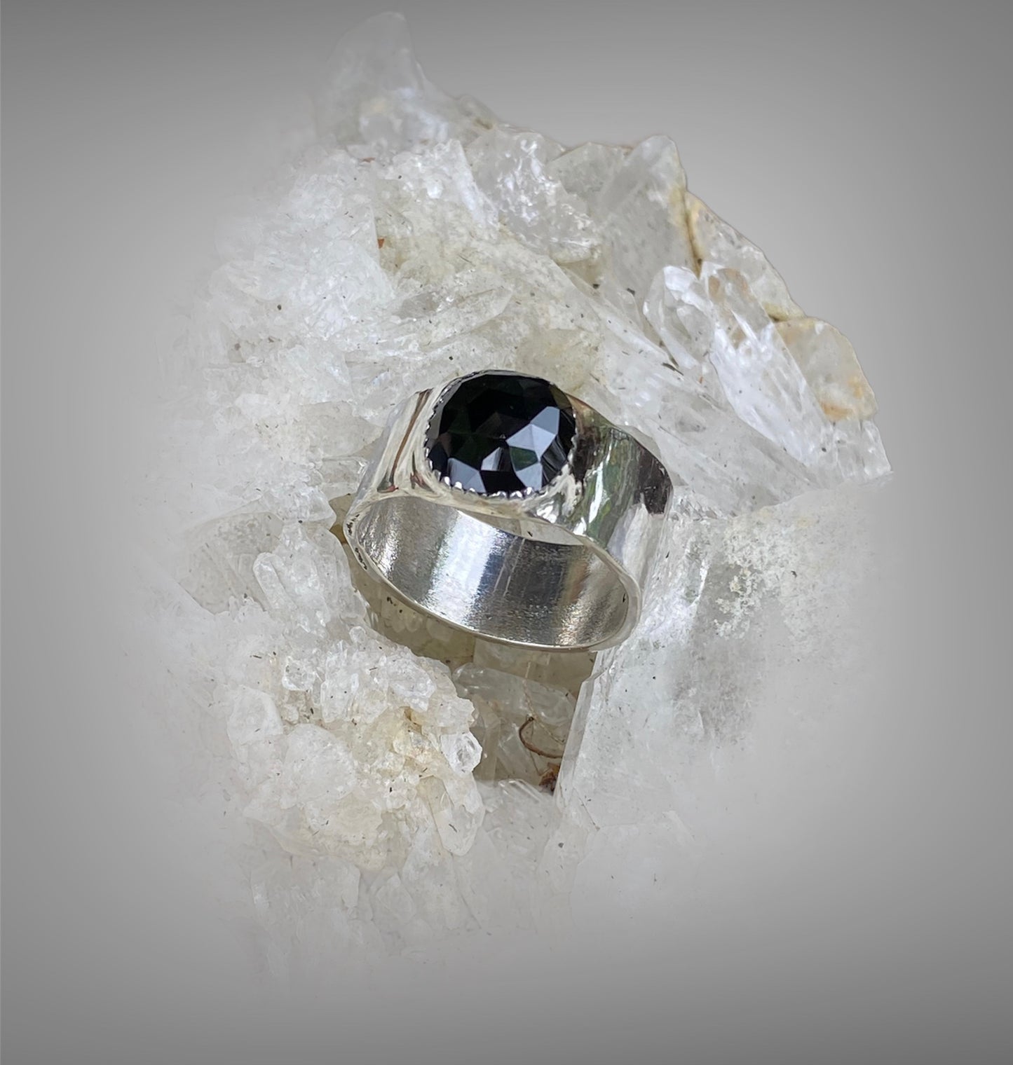 Handmade Rose Cut Black Spinel Ring sold