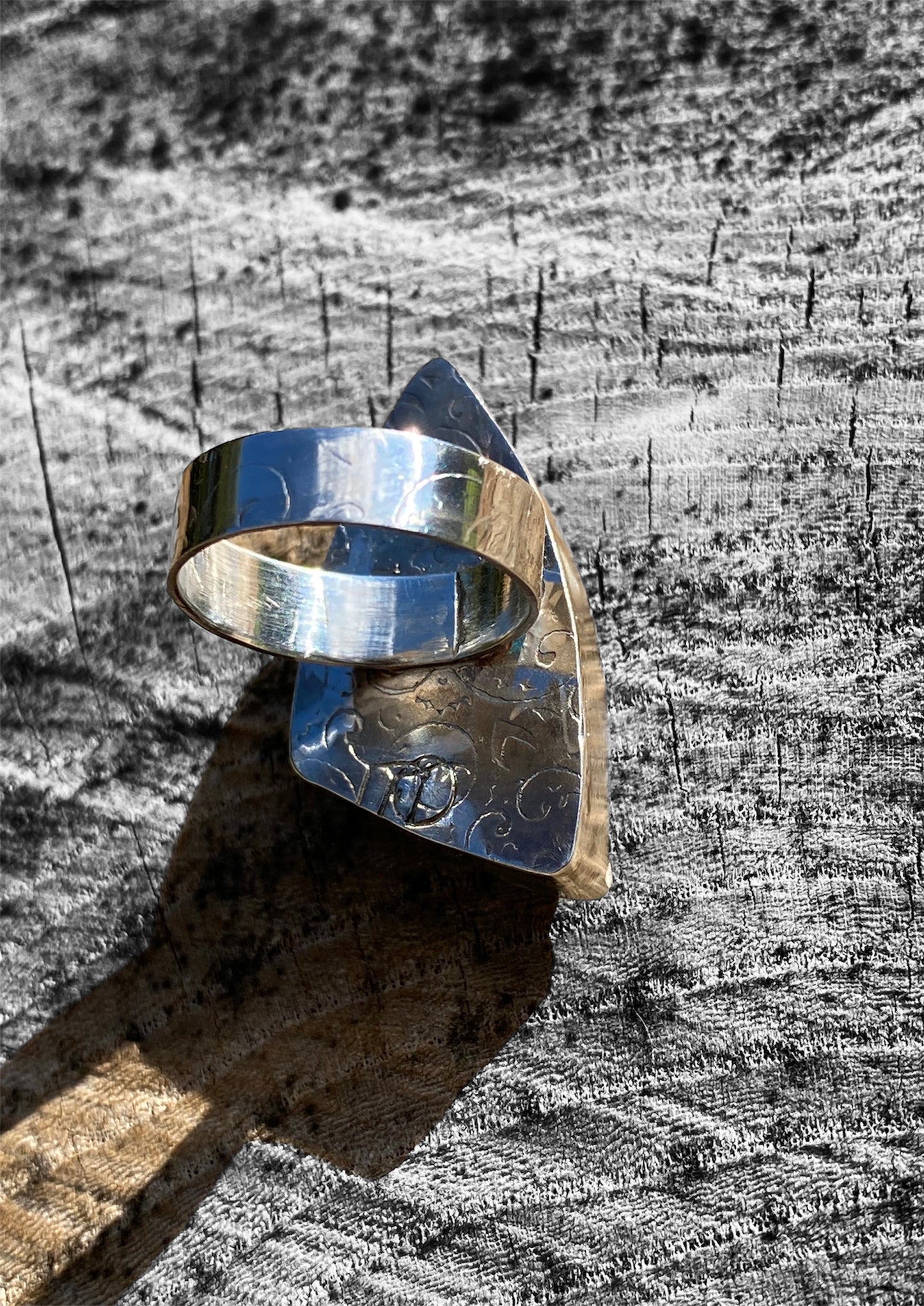 Handmade Colaugh composite Kingman Turquoise & Pyrite Cabochon Ring