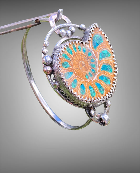 Handmade Blonde Ammonite Artisan Cuff