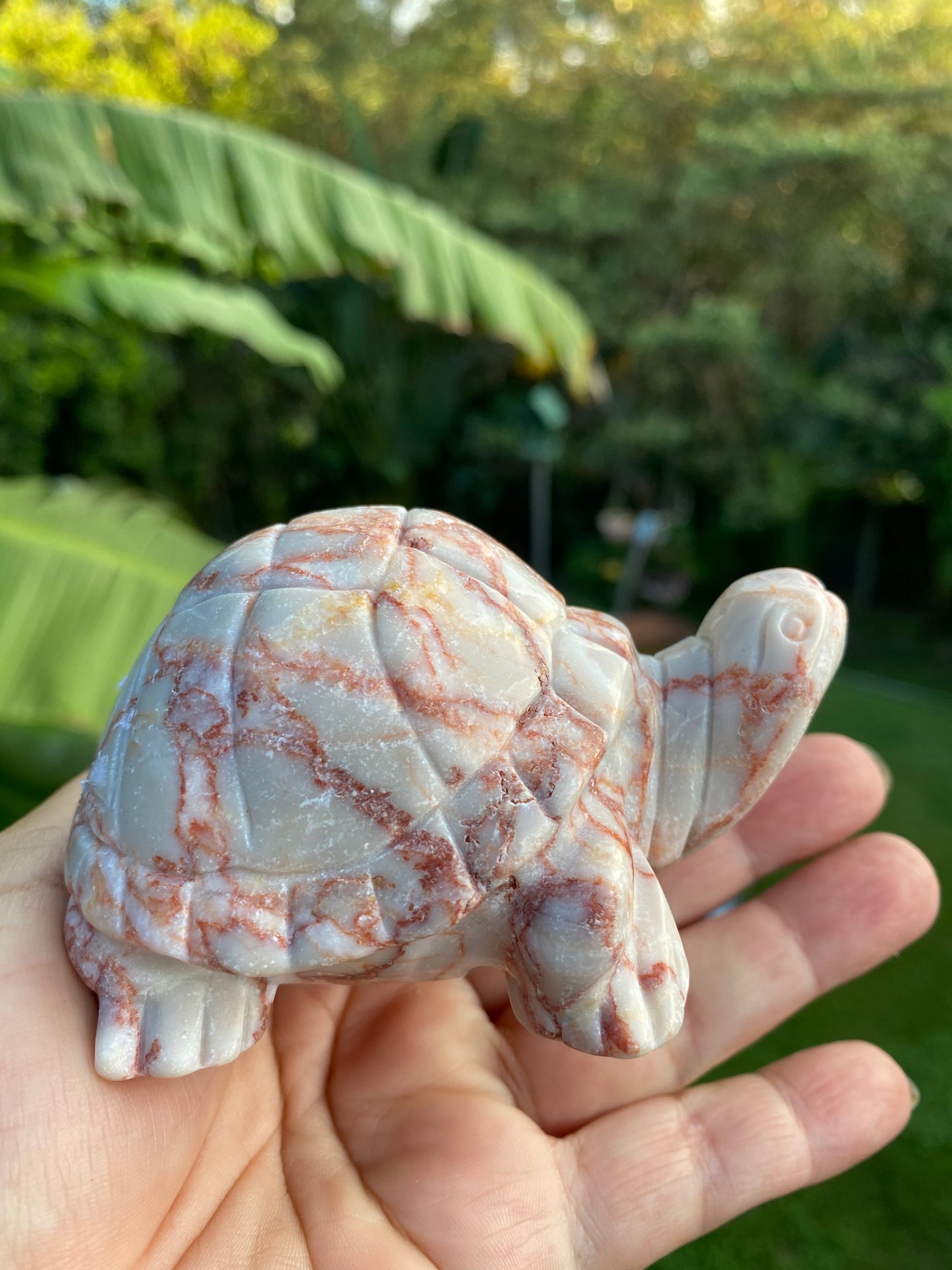 Red Banded Calcite Turtle Carving