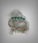 14k White Gold 5 Stone Emerald Ring