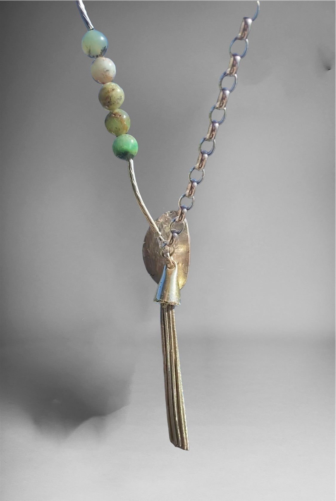 Chrysoprase and sterling silver pendant